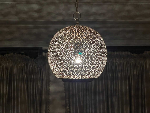 Moroccan Brass Pendant Light – Handmade Pierced Lamp (PL 1074)